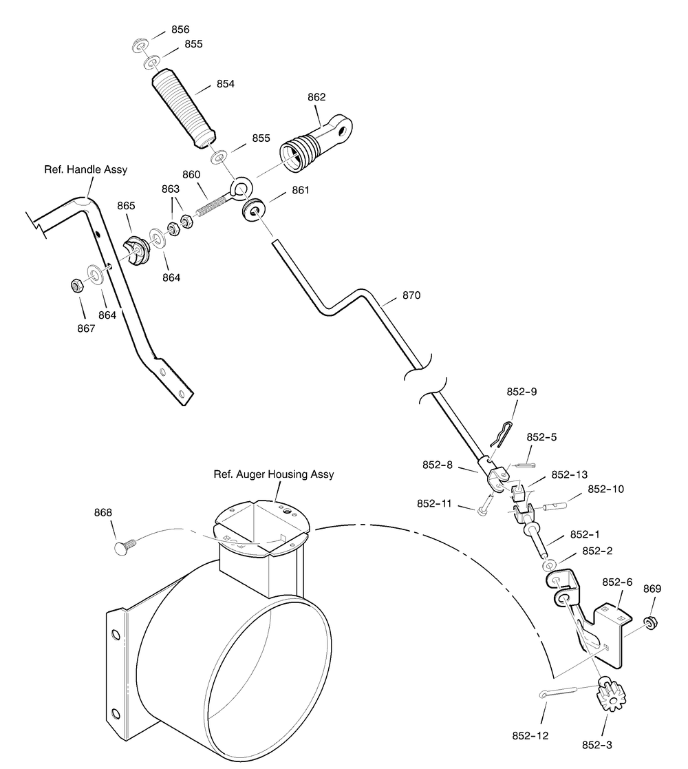 Chute Rod Diagram and Parts List for 629104X89C 2001 Briggs and Stratton Snow Blower